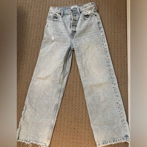 Abercrombie cropped high rise wide leg button fly jeans size 26/2